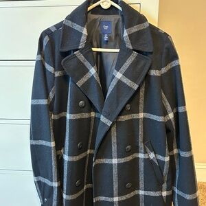 GAP Women’s Dark Checkered Pea Coat